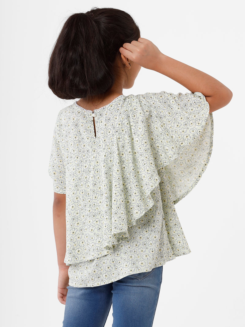 Kids - Girls Printed Top Light Green