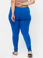 De Moza Ladies Plus Ankle Length Leggings Solid Cotton Cobalt - De Moza