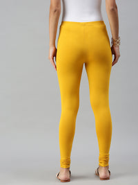 De Moza Ladies Churidar Leggings Solid Cotton Mustard - De Moza