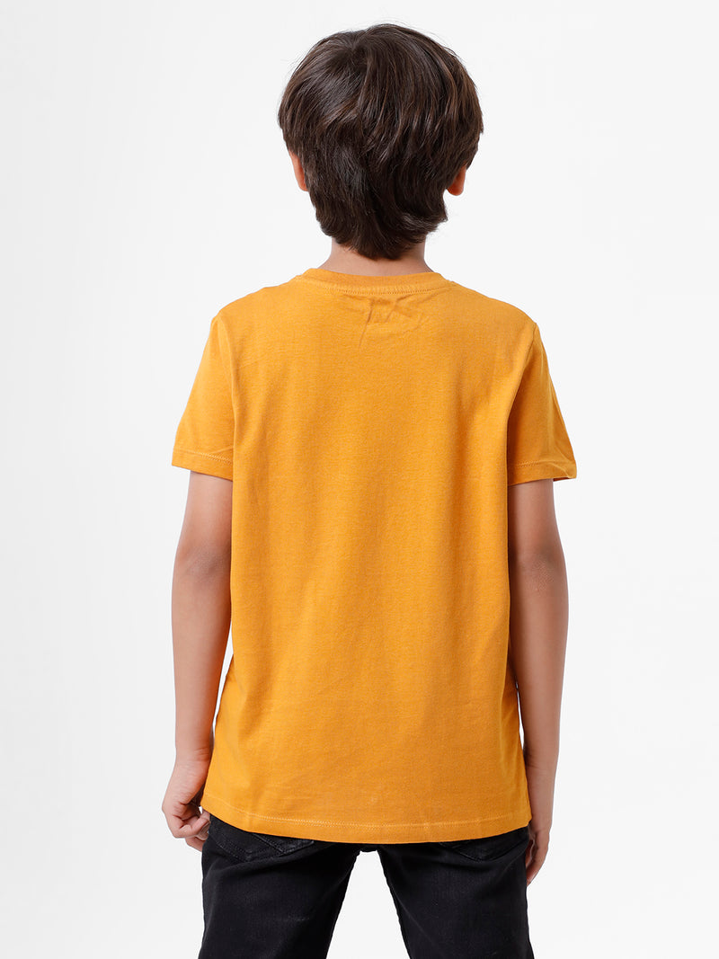 Kids - Boys Printed Half Sleeve T-Shirt Mustard