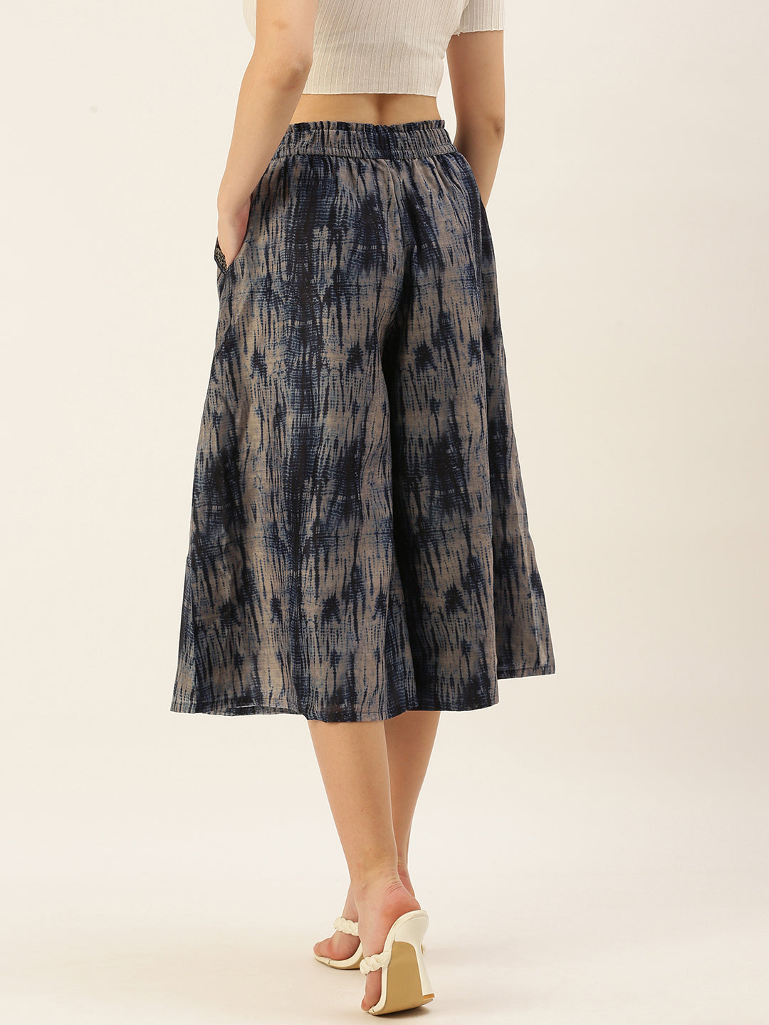 De Moza Women's Printed Culottes Indigo