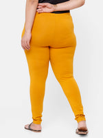 De Moza Ladies Plus Ankle Length Leggings Solid  Cotton Dark Mustard - De Moza