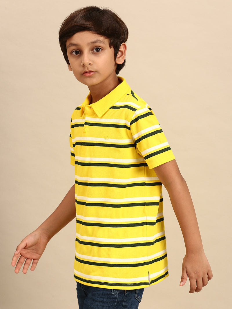 Kids - Boys Printed Half Sleeve T-Shirt Yellow