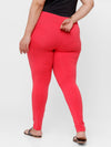 De Moza Ladies Plus Ankle Length Leggings Solid Cotton Coral - De Moza