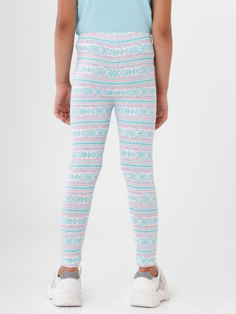 Kids – Girls Printed Ankle Leggings Pink