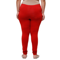 De Moza Ladies  Plus Size Churidar  Leggings Solid Cotton Brick Red - De Moza