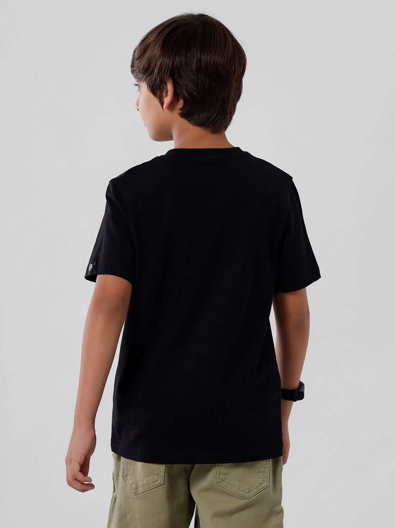 Kids - Boys Printed Half Sleeve T-Shirt Black