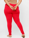 De Moza Ladies Plus Ankle Length Leggings Solid  Cotton Dark Coral - De Moza