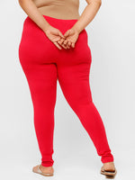 De Moza Ladies Plus Ankle Length Leggings Solid  Cotton Dark Coral - De Moza
