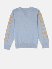 Kids - Boys Winter Sweatshirt Bright Blue Melange - De Moza