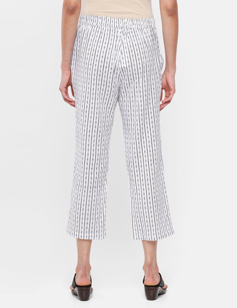 De Moza Ladies Printed Straight Pant Offwhite