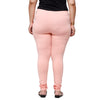 De Moza Women Plus Size Churidar Leggings Solid Cotton Baby Pink
