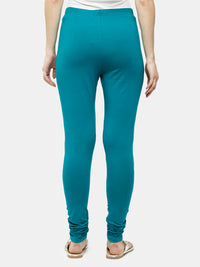De Moza Ladies Churidar Leggings Solid Cotton Peacock Green - De Moza
