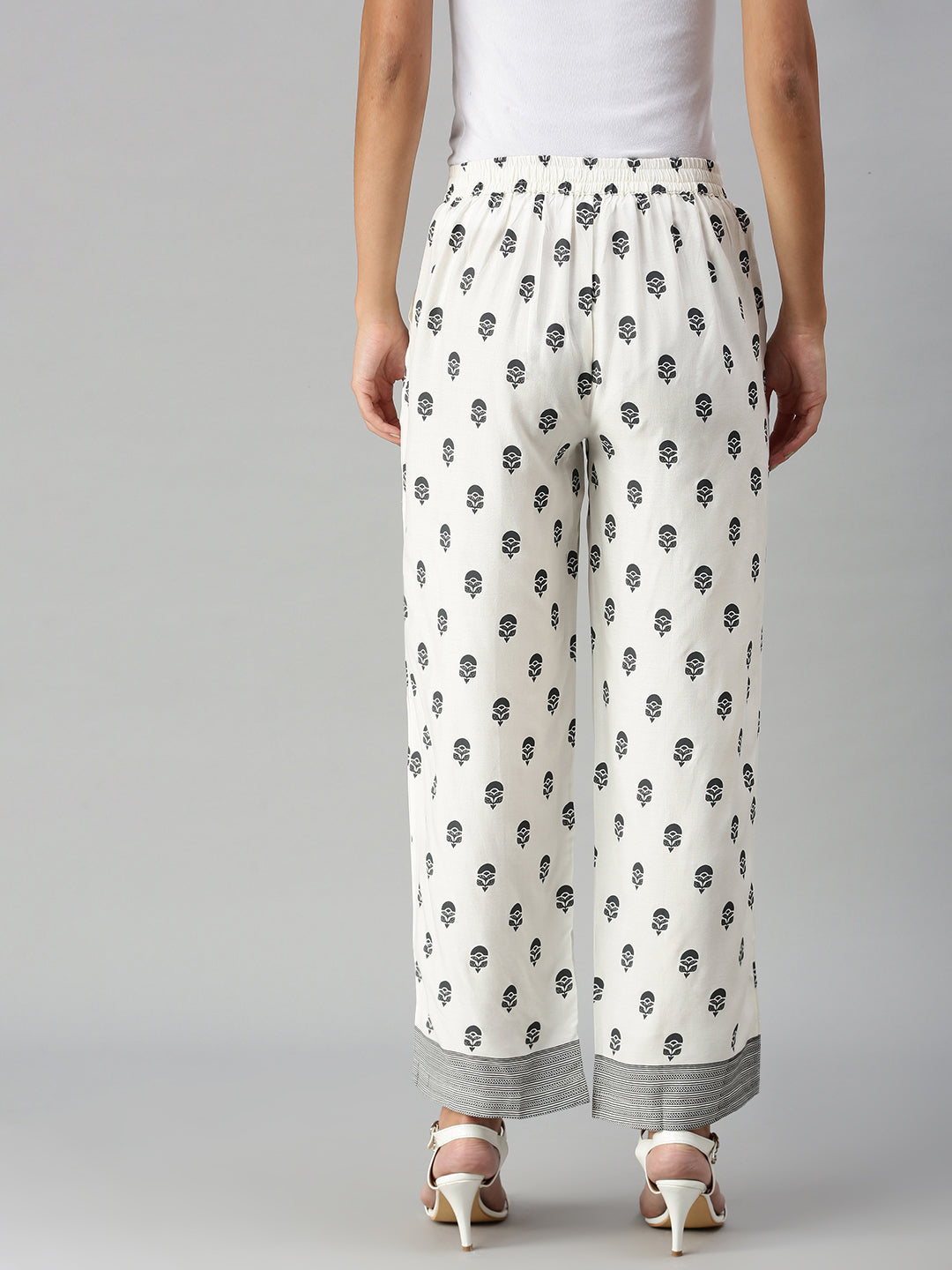De Moza Ladies Printed Palazzo Natural
