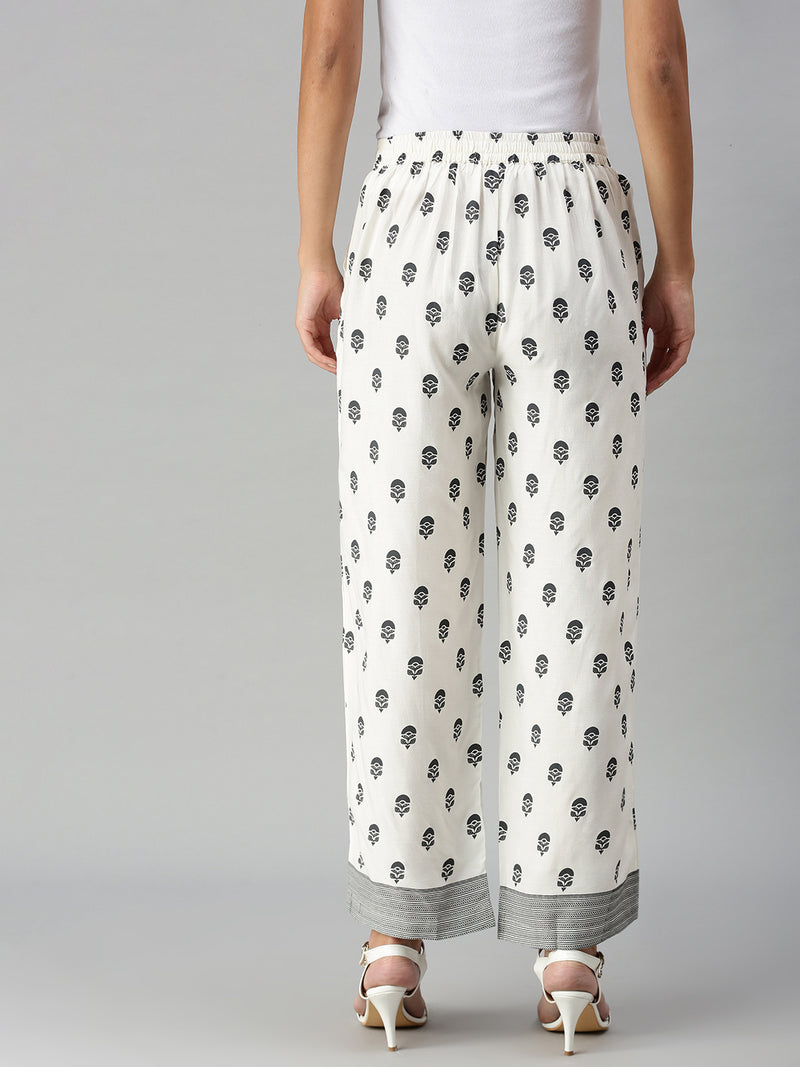 De Moza Ladies Printed Palazzo Natural
