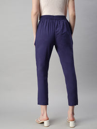 De Moza Women's Straight Pant Navy Blue