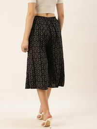 De Moza Women Culottes Printed Rayon Black - De Moza