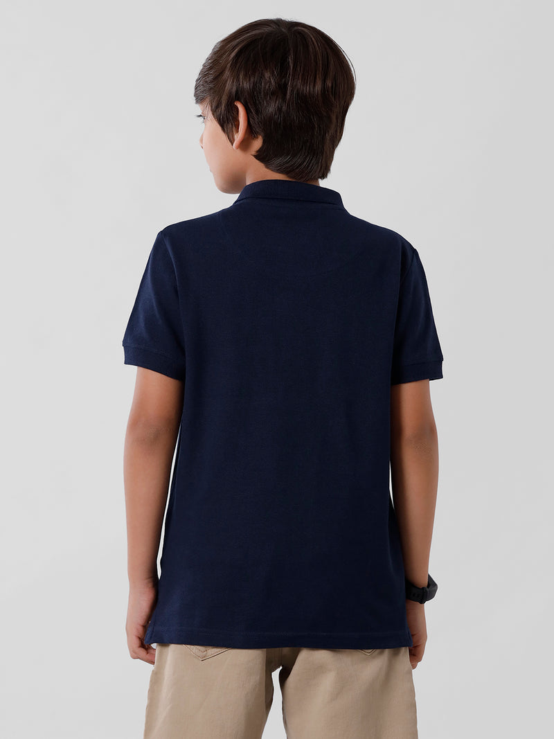 Kids - Boys Printed Half Sleeve T-Shirt Dark Navy Blue