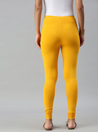De Moza Ladies Churidar Leggings Solid Cotton Bright Yellow - De Moza