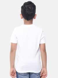 PIPIN Kids - Boys Half Sleeve - Basic crew neck Printed T-Shirt Cotton White - De Moza (6682127302719)