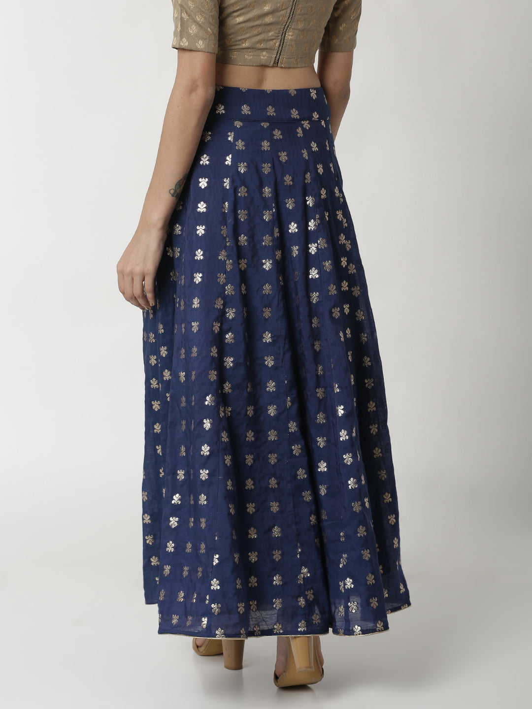 De Moza Ladies Navy Blue Jacquard Skirt - De Moza (4309439971391)