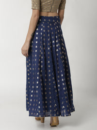 De Moza Ladies Navy Blue Jacquard Skirt - De Moza (4309439971391)