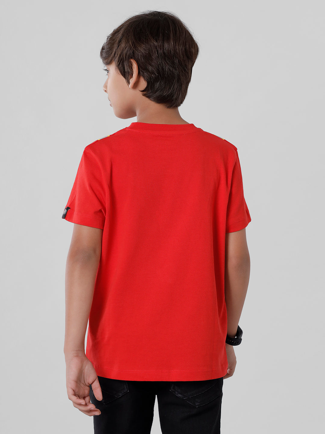 Kids - Boys Printed Half Sleeve T-Shirt Red