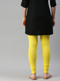 De Moza Women's Premium Churidhar Leggings Solid Cotton Lemon Yellow - De Moza (6679540826175)