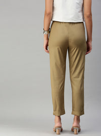 De Moza Women's Cigarette Pant Golden Beige