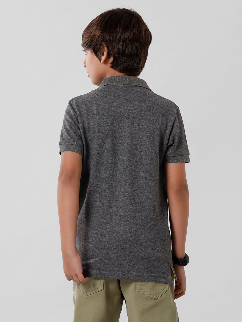 Kids - Boys Printed Half Sleeve T-Shirt Anthra Melange