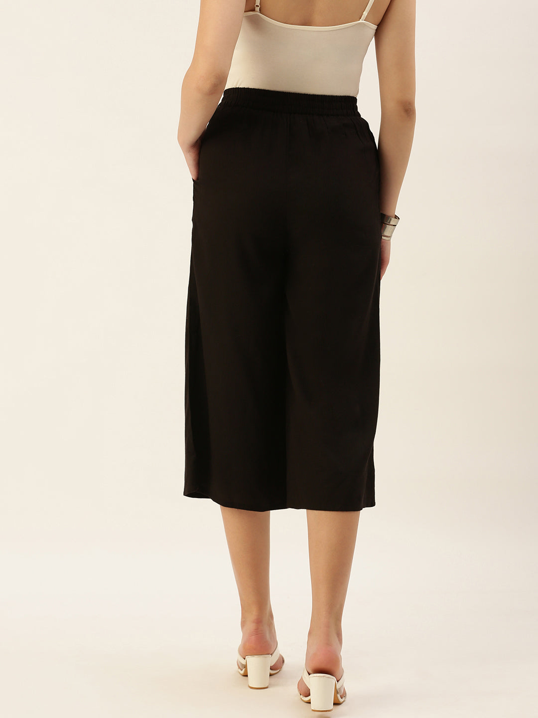 De Moza Ladies Crop Palazzo Black