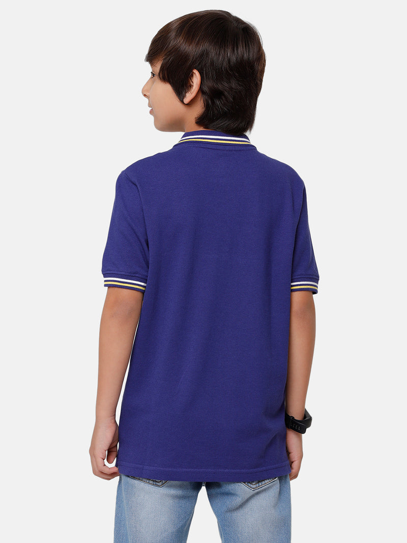 Kids - Boys Printed Half Sleeve T-Shirt Navy Blue