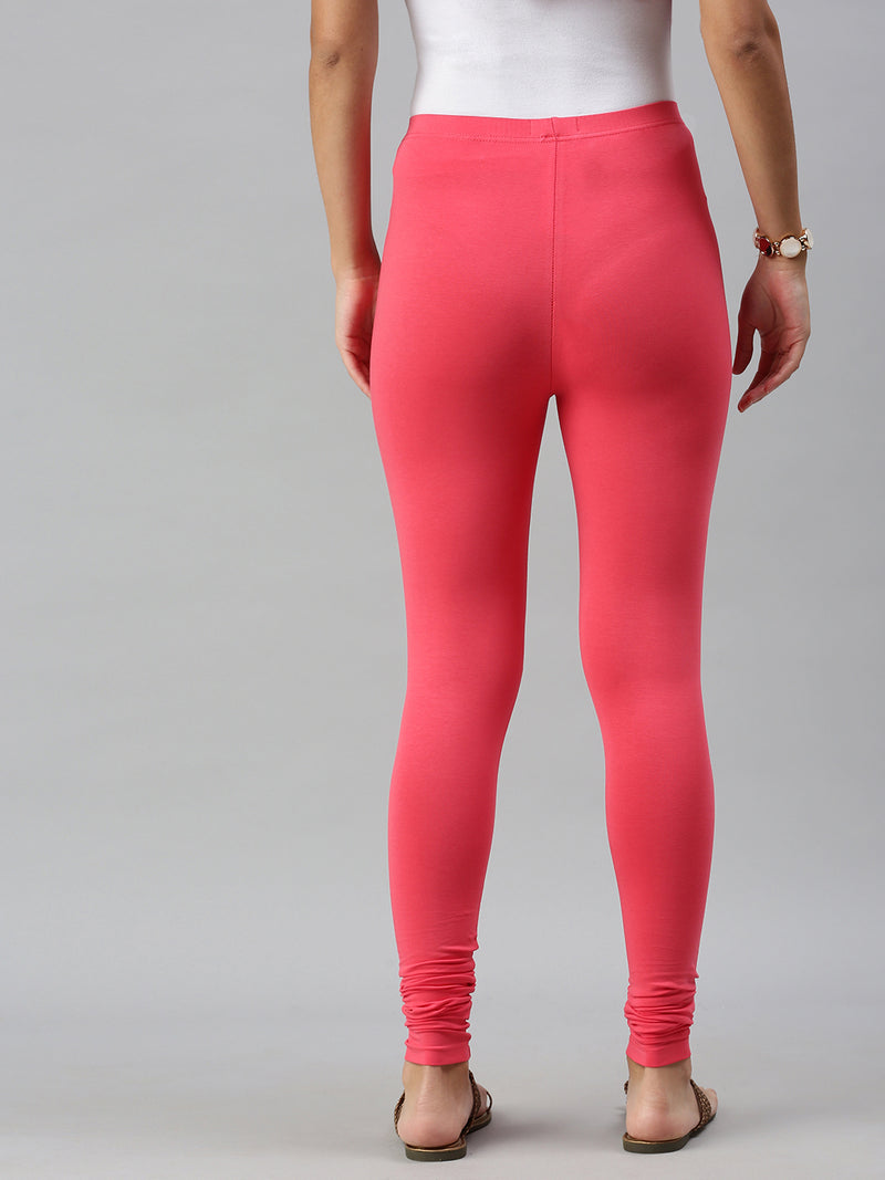 De Moza Ladies Churidar Leggings Solid Cotton Coral - De Moza