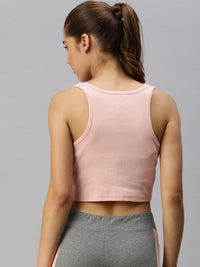 De Moza Ladies Rib Crop Top Peach