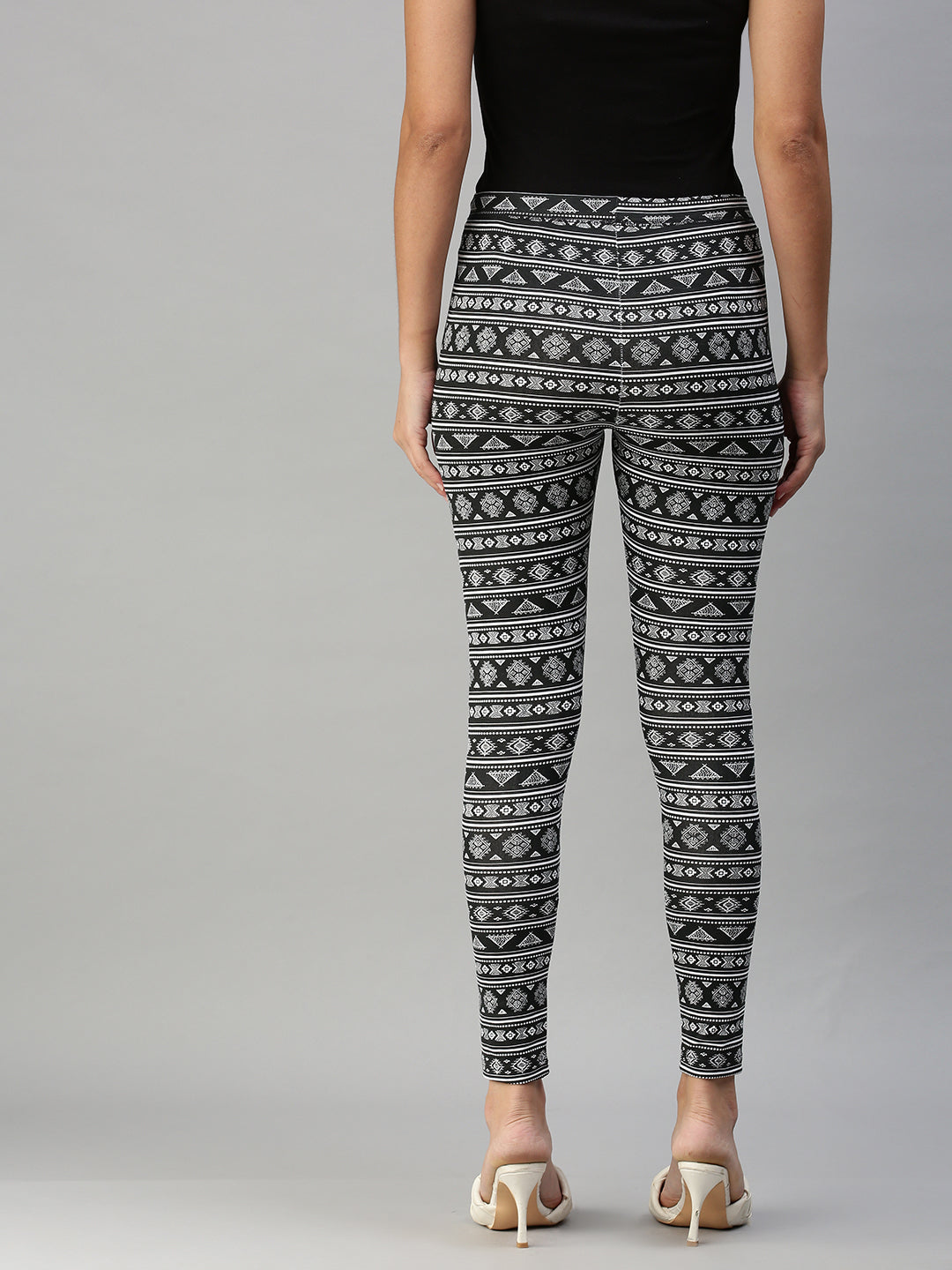 De Moza Women’s Printed Ankle Leggings Black