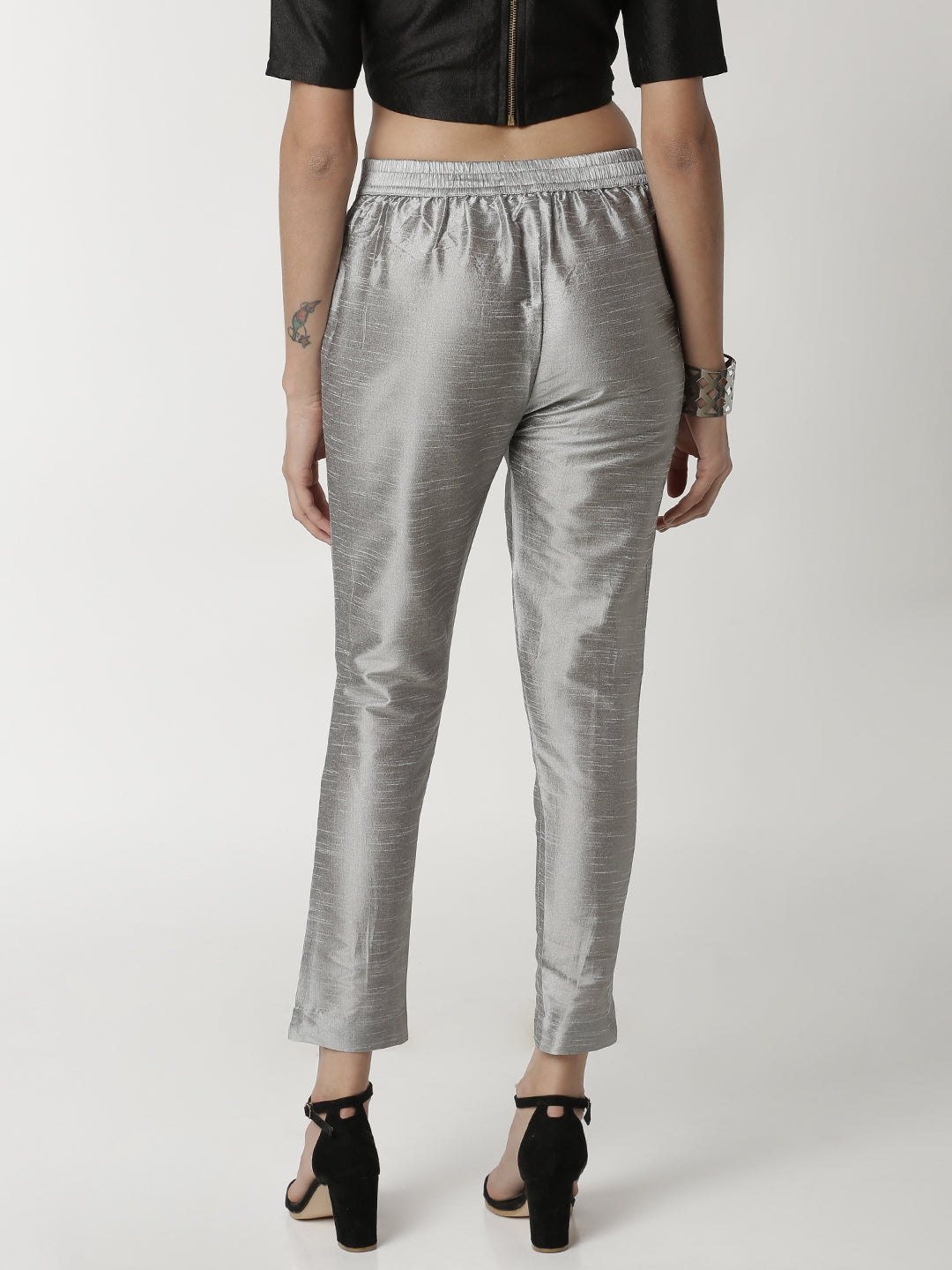 De Moza Women's Cigarette Pant Light Grey