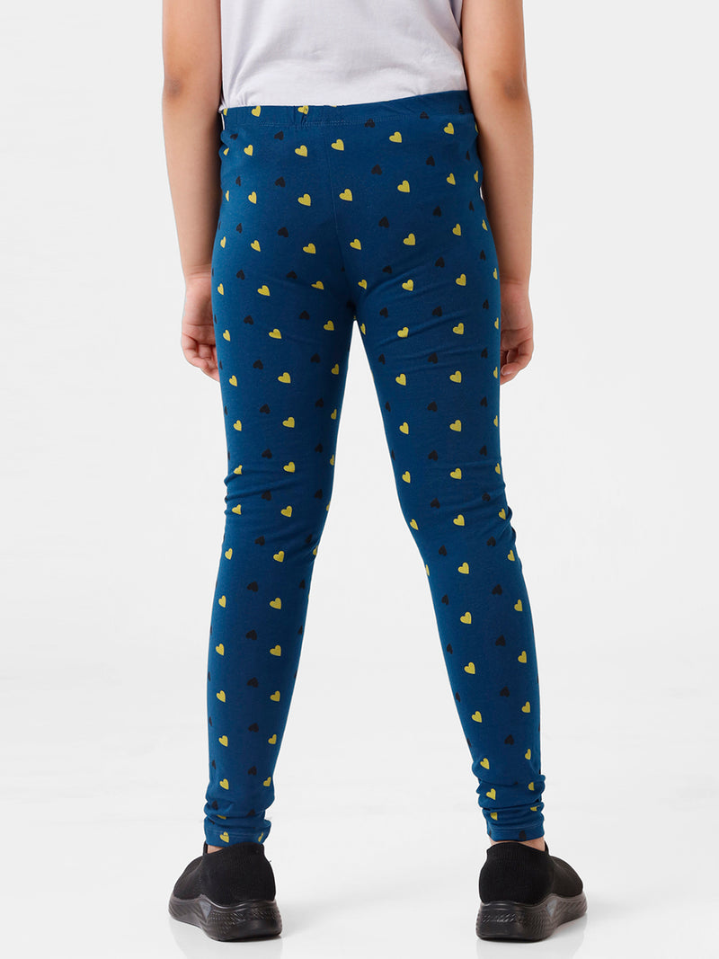 De Moza Girls Printed Ankle Length Leggings Cotton Poseidon - De Moza
