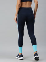 Ladies Printed Active Wear Leggings Dark Navy Blue