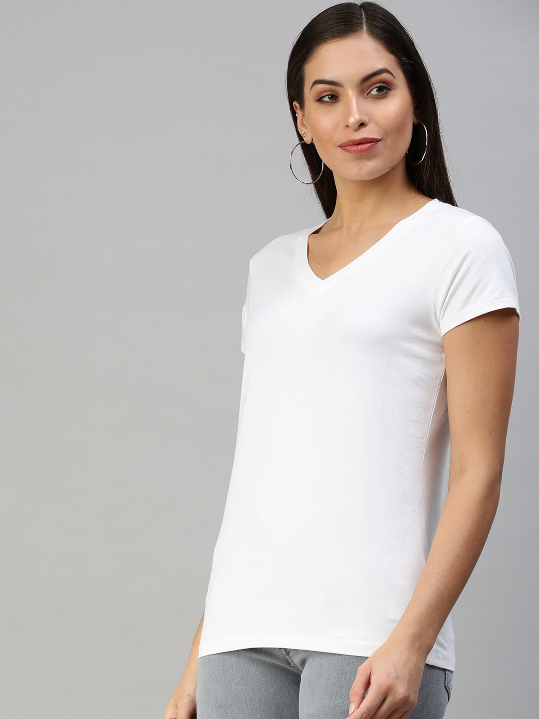 De Moza Women's Half Sleeve Top White