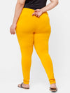 De Moza Ladies Plus Ankle Length Leggings Solid  Cotton Bright Yellow - De Moza