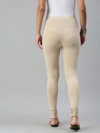 De Moza Ladies Churidar Leggings Solid Cotton Sand - De Moza