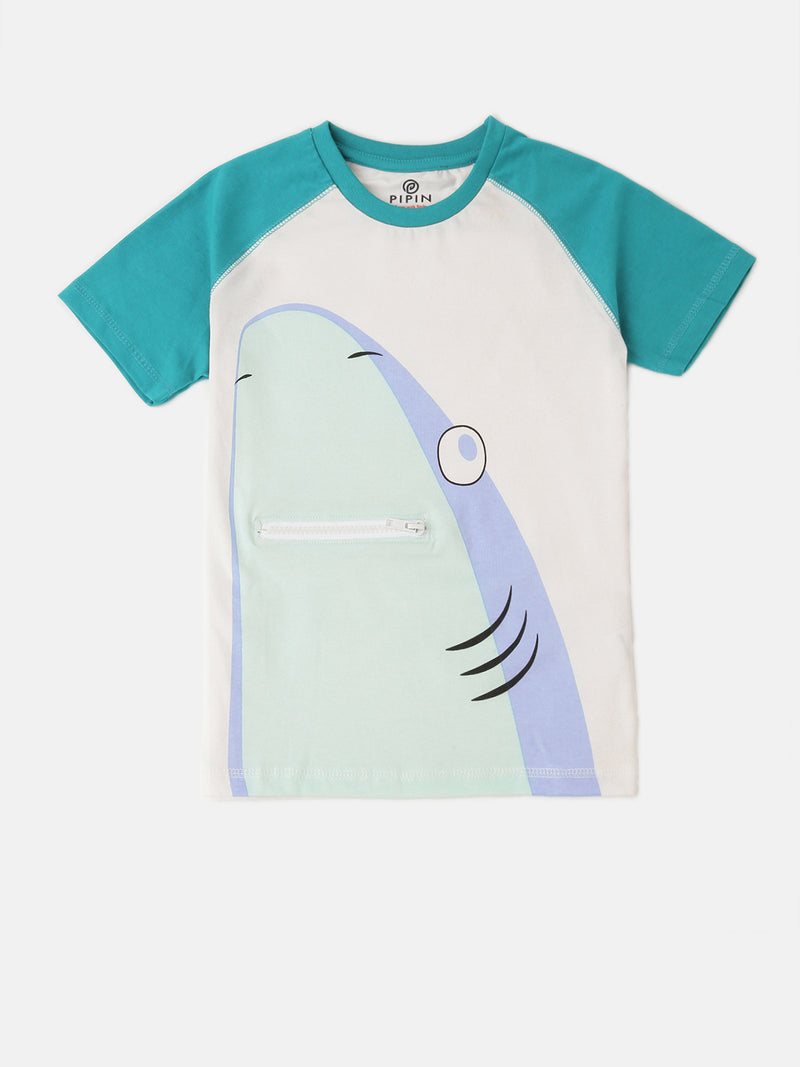 PIPIN Boys Printed T-shirt Teal Green
