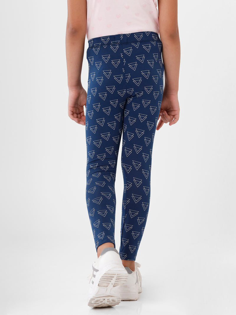 Kids – Girls Printed Ankle Leggings Dark Navy Blue