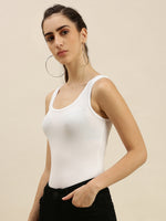 De Moza Ladies Razor Back Top White