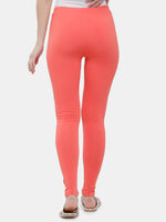 De Moza Ladies Ankle Length Leggings Solid Cotton Light Coral - De Moza