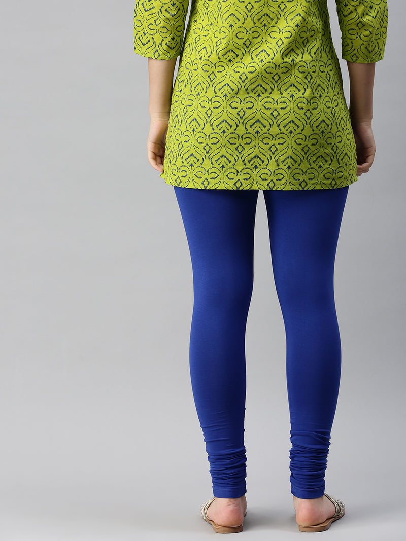 De Moza Women's Premium Churidhar Leggings Solid Cotton Light Cobalt - De Moza (6679540858943)