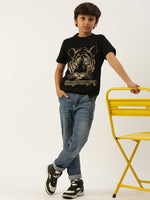 Pack of 2 Pipin Boys Printed T-shirts Red Melange & Black