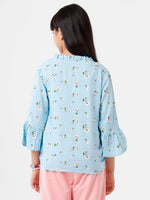 Kids - Girls Printed Top Power Blue