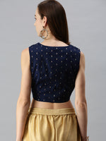 De Moza Women's Printed Blouse Navy Blue