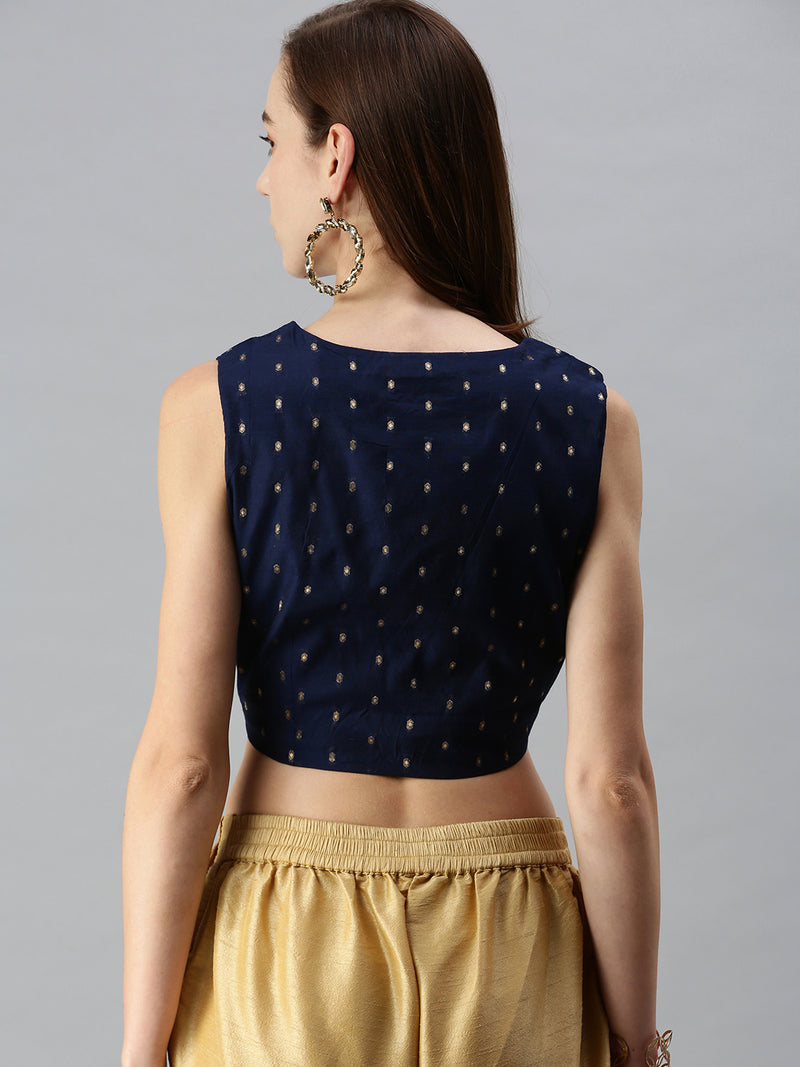 De Moza Women's Printed Blouse Navy Blue